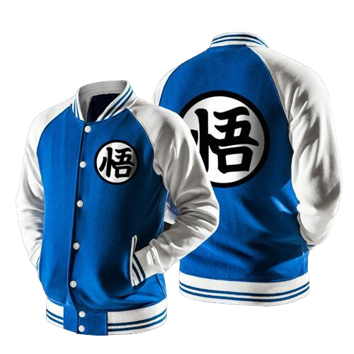 DragonBall Z College-Jacke Kanji Go (Blau und Weiß)