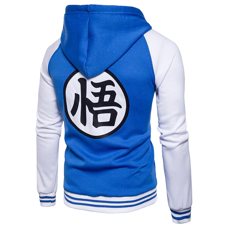 College Jacke mit Reißverschluss Kanji Go (blau und weiß)